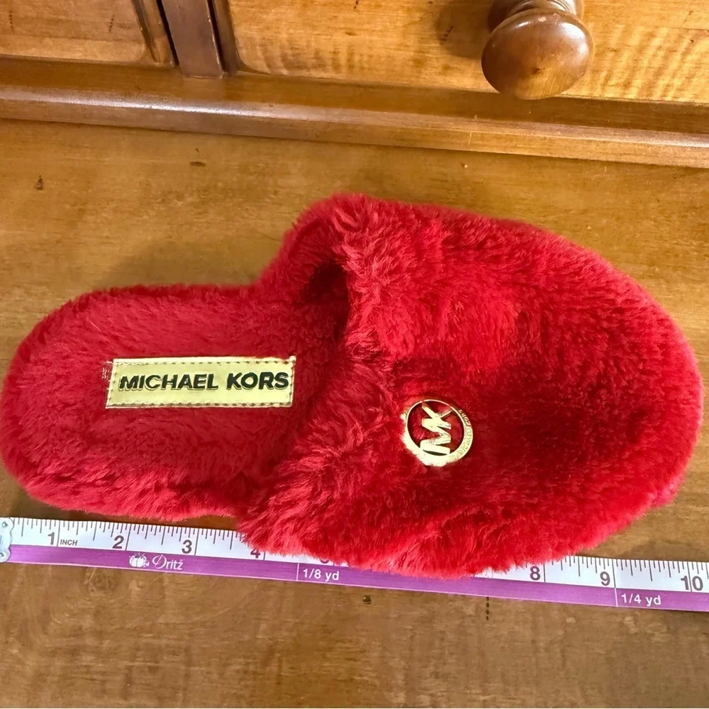 Michael Kors jet set red Slippers with Gold tone logo woman Large